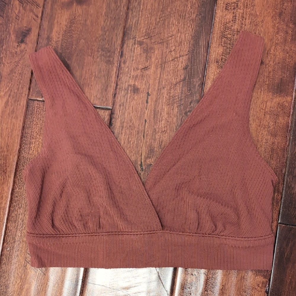 Women's Ribbed Bralette - Brown